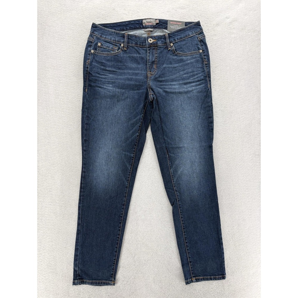Torrid Boyfriend Straight Jeans Womens 10 Blue Med Wash Mid Rise Stretch Denim